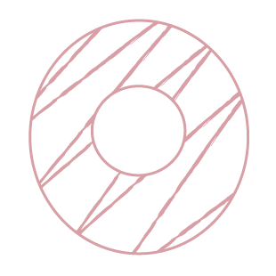 Dibujo de líneas de una deliciosa dona rosa de IOAN